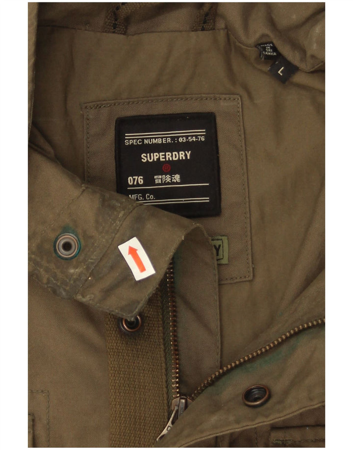 Superdry Chaqueta militar para hombre UK 40 Large Algodón caqui