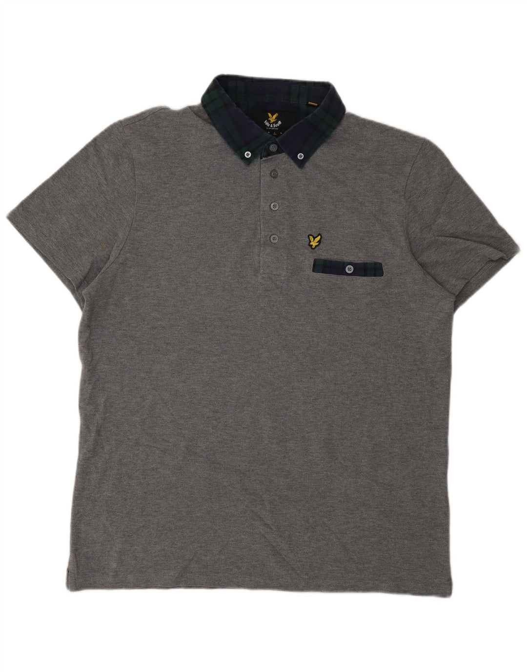 Lyle & Scott Polo de rugby para hombre, talla grande, algodón gris