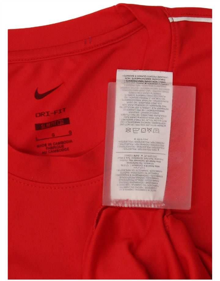Nike Camiseta Dri Fit Slim Fit para hombre, talla grande, poliéster rojo