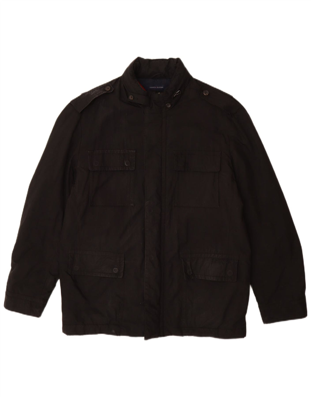 Tommy Hilfiger Chaqueta militar para hombre UK 38 Mediana Poliéster negro