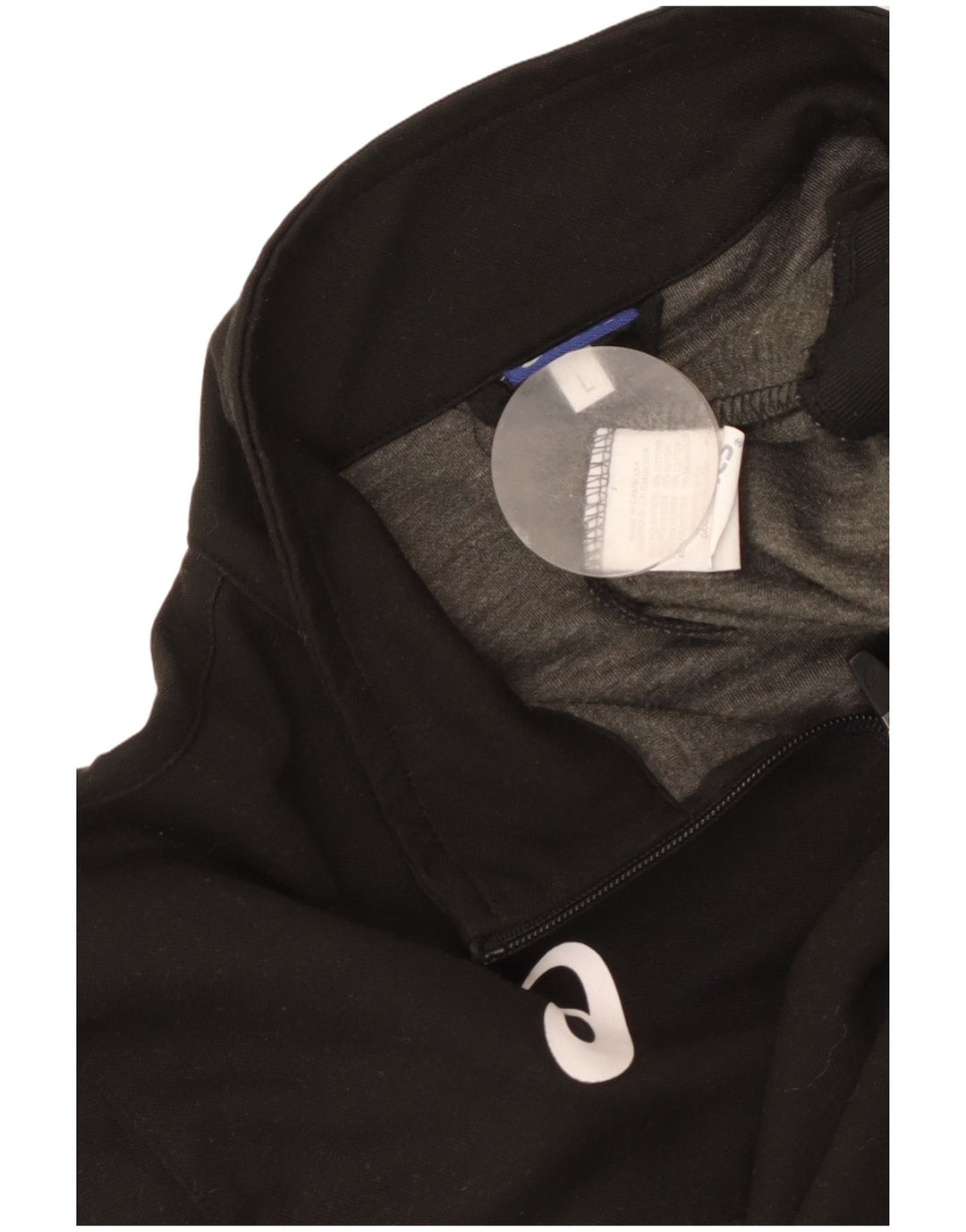 Asics Hombre Zip Neck Sudadera Jumper Large Negro Colorblock Poliéster
