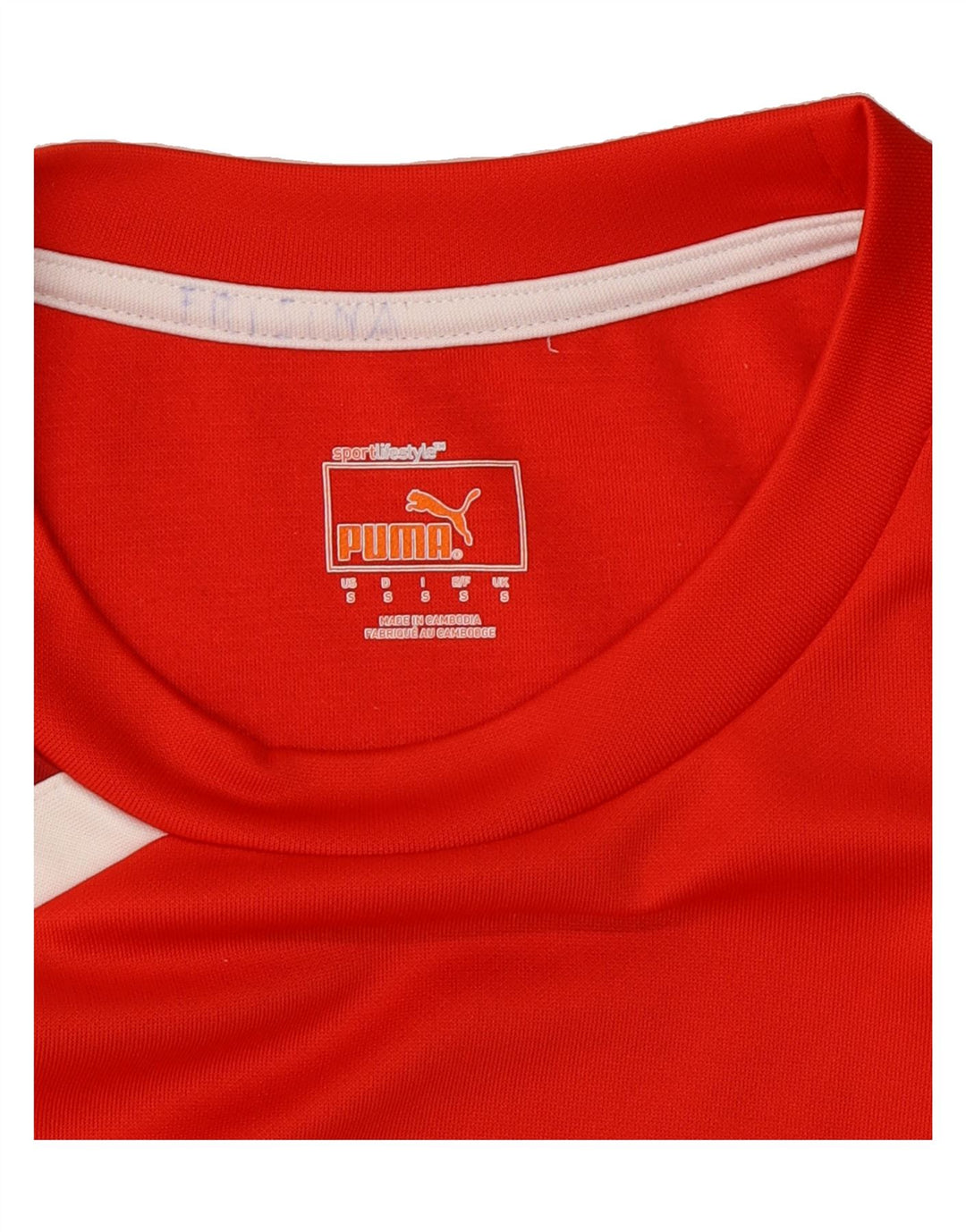 PUMA Mens Top Long Sleeve Small Red Colourblock Polyester Vintage Puma and Second-Hand Puma from Messina Hembry 