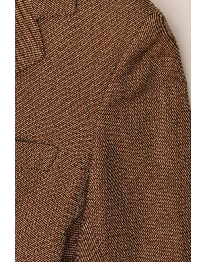 Vintage hombres 3 botones Blazer chaqueta Reino Unido 36 pequeño marrón rayas clásico
