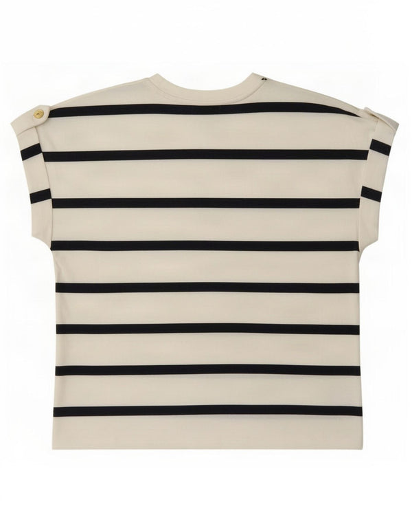 Tommy Hilfiger Camiseta para mujer Top UK 14 Algodón de rayas blancas medianas