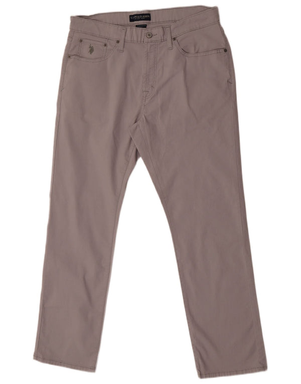 Asociación de Polo de EE. UU. Pantalones casuales rectos para hombre W34 L30 Algodón gris