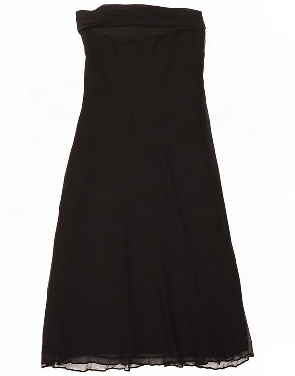 Vestido largo vintage sin tirantes para mujer UK 46 Large Black Colourblock