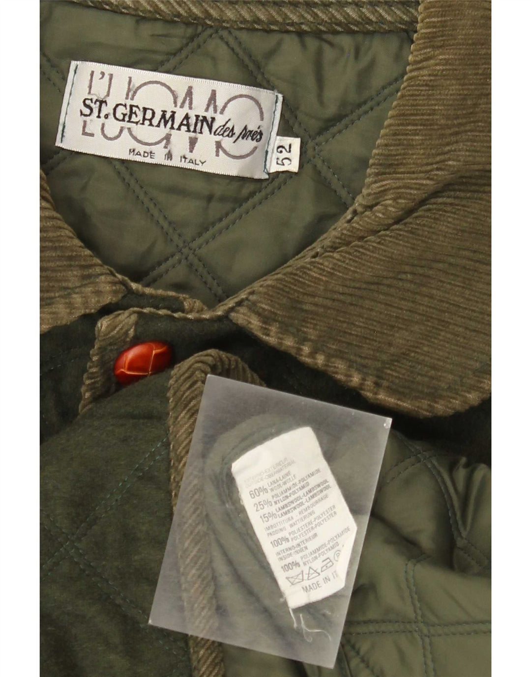 St. Germain Chaqueta acolchada para hombre IT 52 XL Lana color caqui