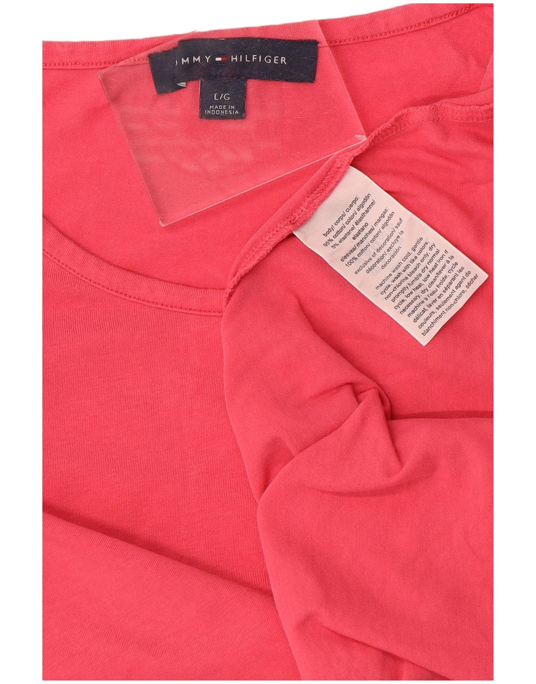 TOMMY HILFIGER Blusa con alas de murciélago para mujer UK 44 Grande Algodón rosa