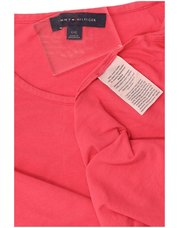 TOMMY HILFIGER Blusa con alas de murciélago para mujer UK 44 Grande Algodón rosa