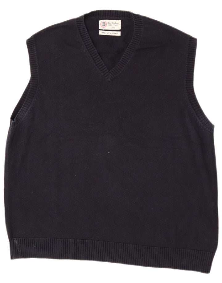 Marks & Spencer - Camiseta sin mangas para hombre, color azul marino, talla grande, algodón, color azul marino