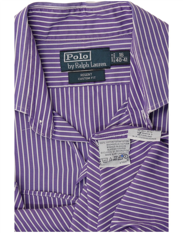 Polo Ralph Lauren Camisa Regent para hombre Talla 16 Algodón rayado morado grande