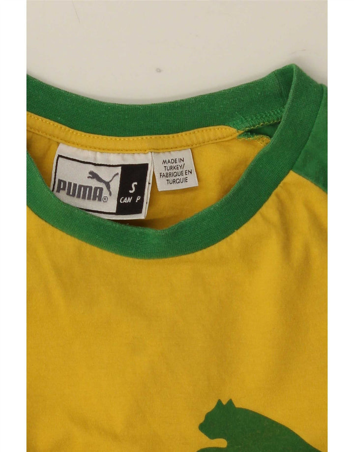 Puma Camiseta gráfica para hombre Top Small Yellow Colorblock