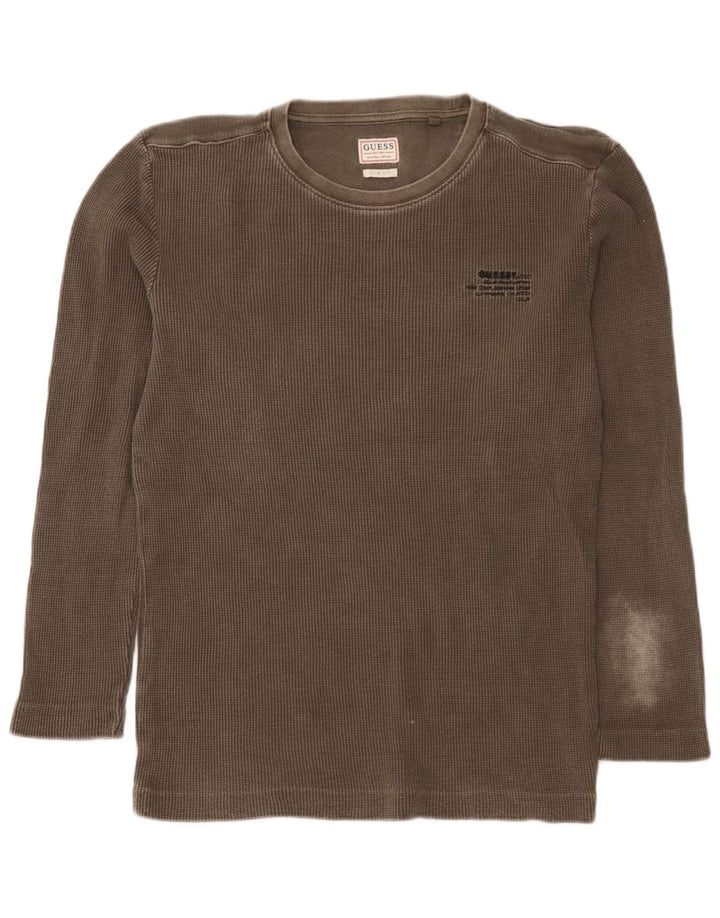 Guess Hombre Slim Fit Top Manga Larga Caqui Medio