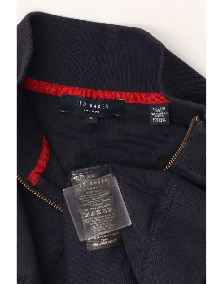 Ted Baker - Sudadera con cuello y cremallera para hombre, talla 3, algodón azul marino mediano