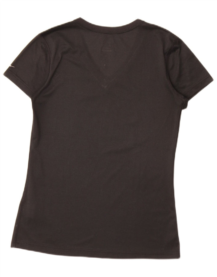 Nike Mujer Dri Fit Graphic Camiseta Top UK 10 Small Negro Poliéster