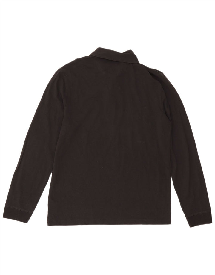 Farah Polo de manga larga para hombre de algodón negro grande