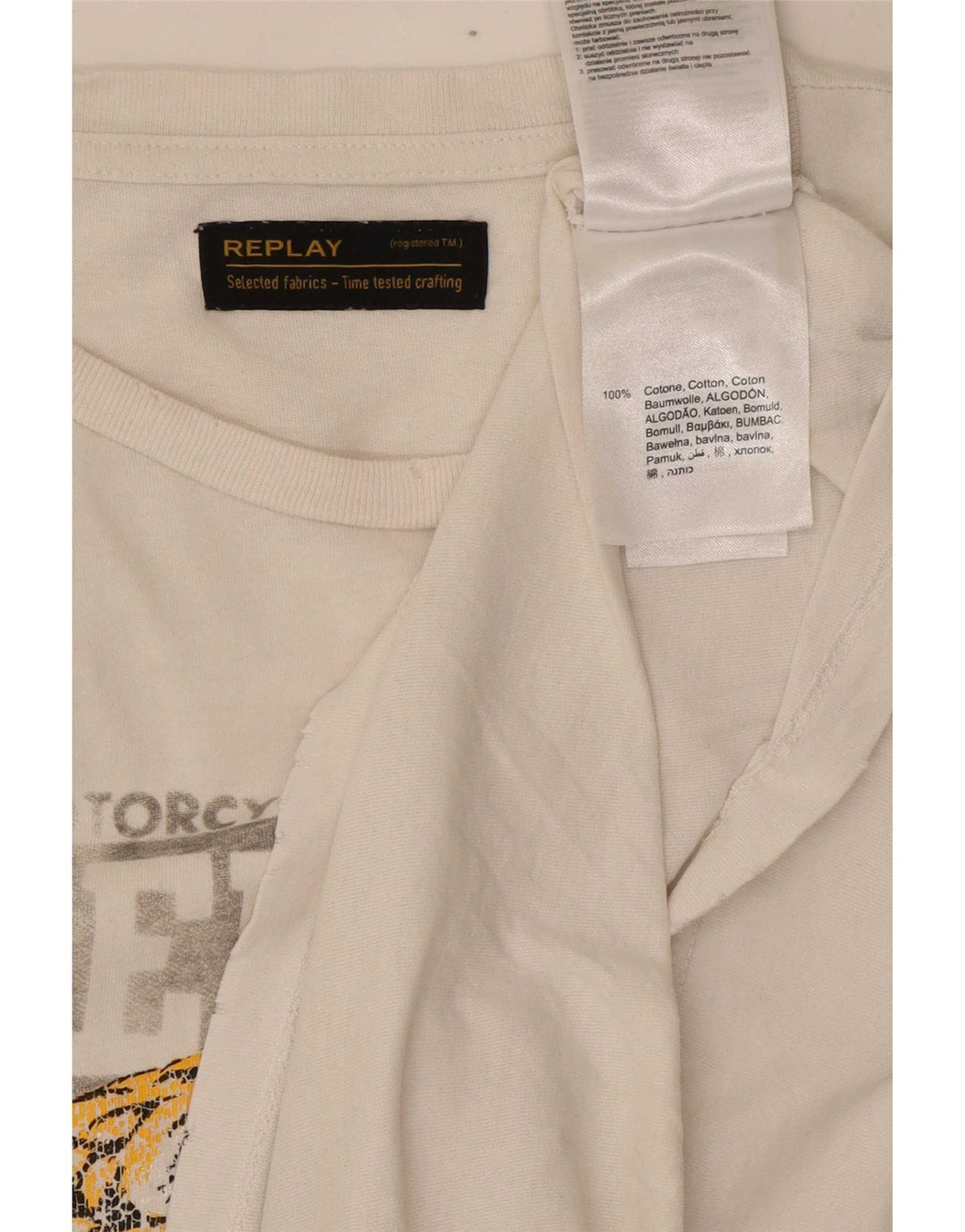 Replay Camiseta gráfica para hombre Top mediano de algodón blanco