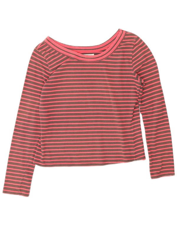 Toast Mujer Lash Top Manga Larga UK 42 Algodón A Rayas Marrón Medio
