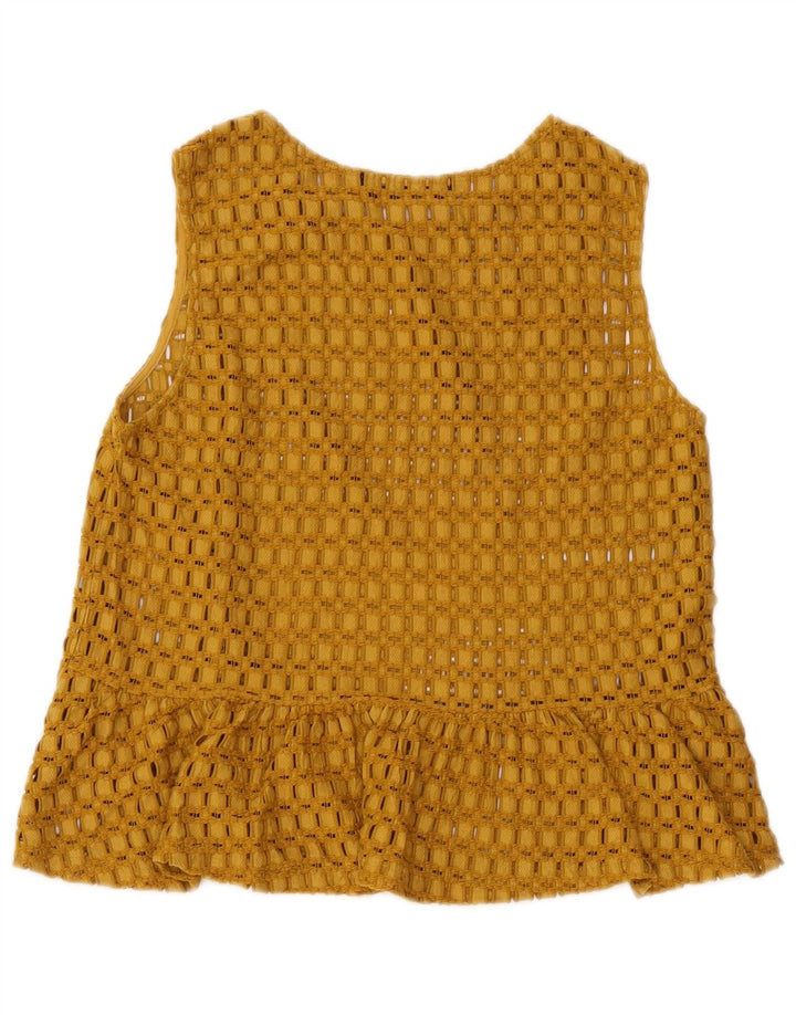 Zara Mujer Blusa Corta Sin Mangas Top UK 42 Poliamida Amarilla Mediana