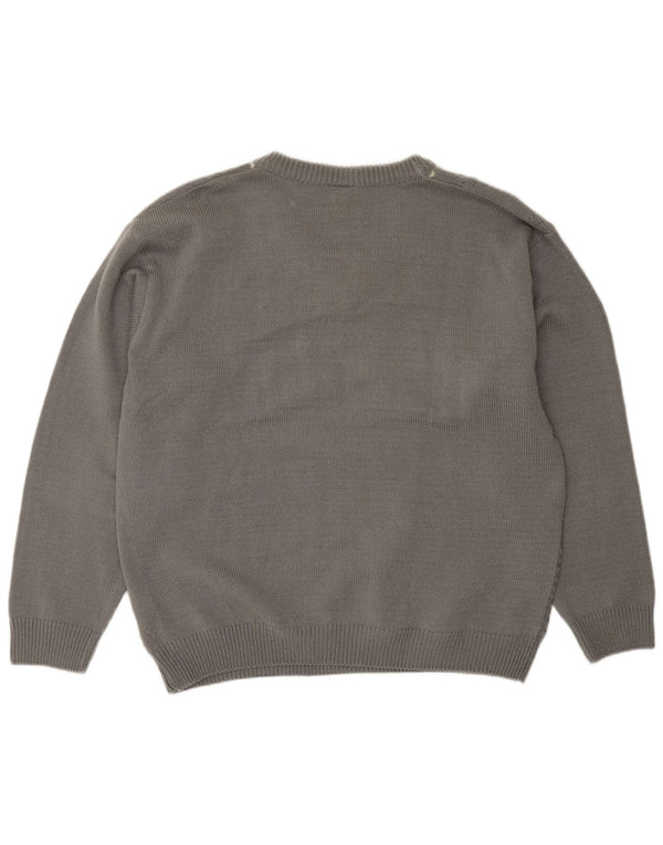 Jacques Lorant Jersey con cuello en V para hombre UK 42/44 Large Grey Stripes