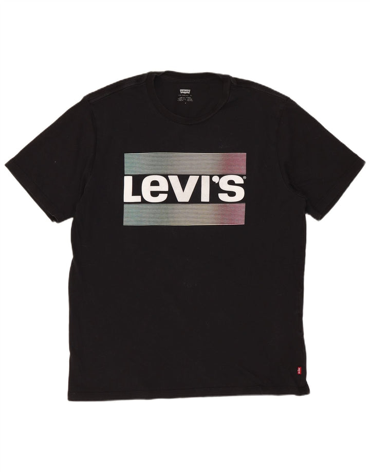 Levi's Camiseta gráfica para hombre Top Medium Black Cotton