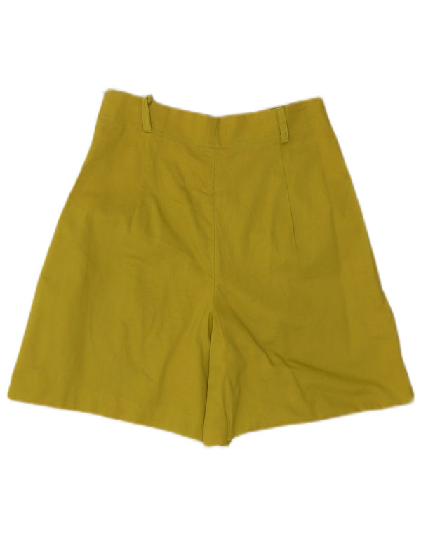 Vintage mujer cintura alta pantalones cortos casuales IT 42 Medio W26 Algodón Amarillo