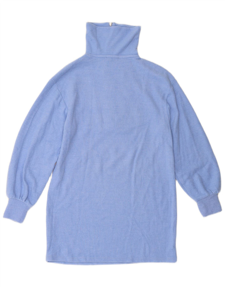 ZARA Jersey largo con cuello y cremallera para mujer UK 10 Small Poliéster azul