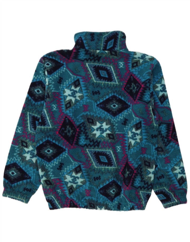 Brugi Hombre Jersey De Forro Polar Con Cremallera Y Cuello Grande Poliéster Geométrico Azul