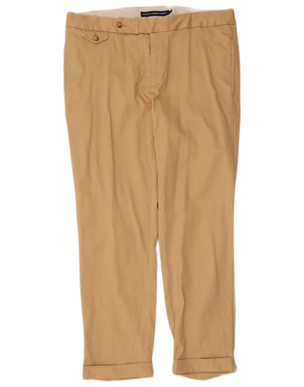 Ralph Lauren - Pantalones de traje ajustados para mujer, talla 10, grande, W34 L27, algodón beige