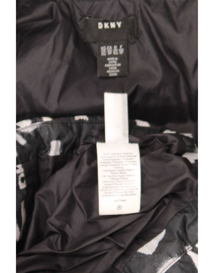 Dkny Abrigo acolchado extragrande gráfico para mujer UK 6 XS Nylon negro