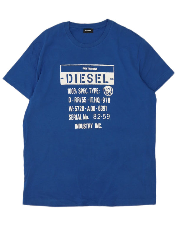 Diesel Hombre Camiseta Gráfica Top XL Algodón Azul