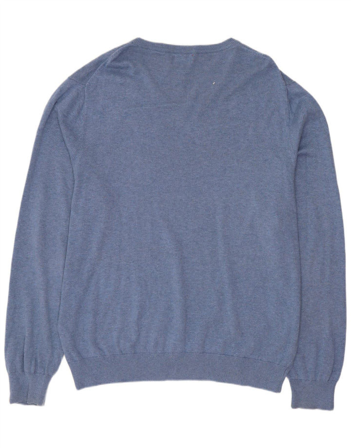 IZOD Jersey con cuello en V para hombre, talla grande, algodón azul