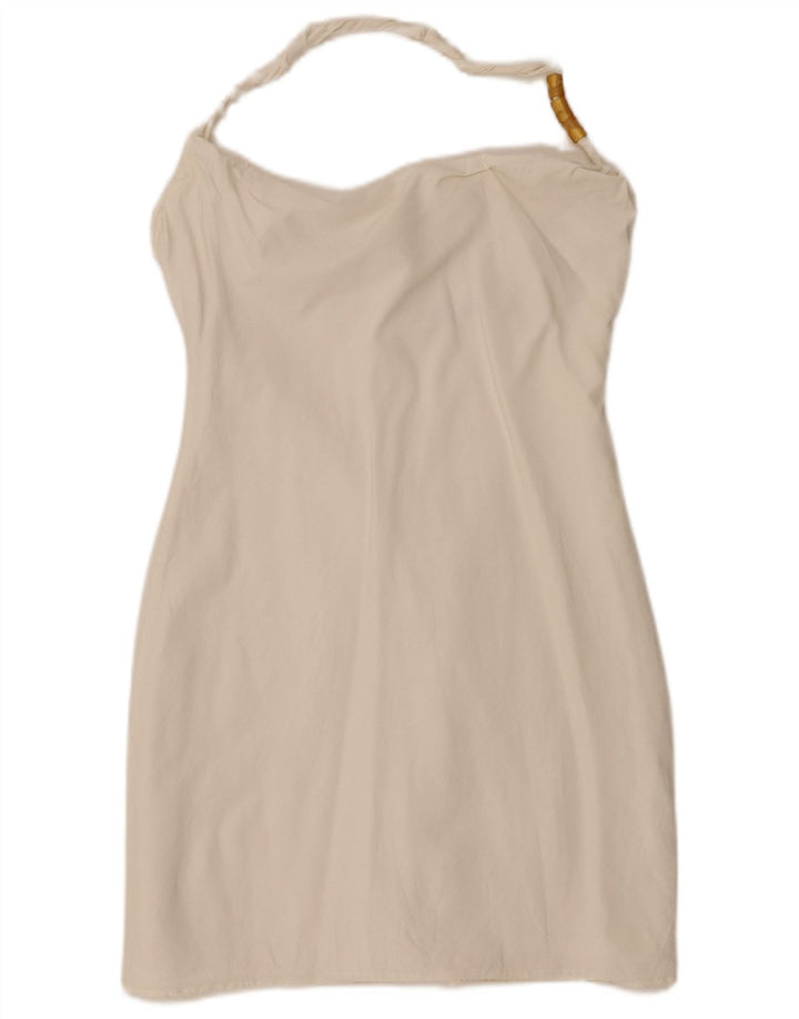 Zara Minivestido Halter para Mujer UK 44 Large Viscosa Blanca