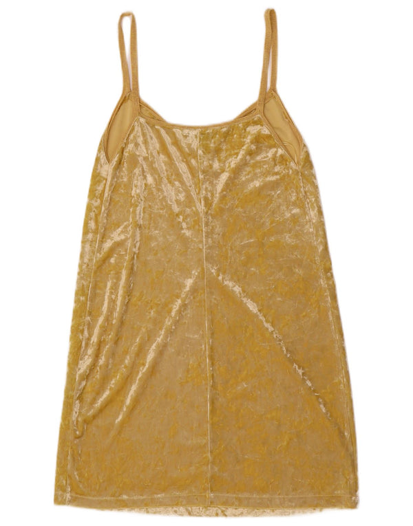 Zara Womens Velour Slip Dress UK 8 Small Yellow Tie Dye Polyester