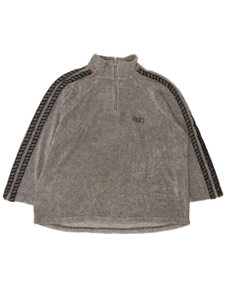 Asics Hombre Graphic Zip Neck Top Manga Larga XL Gris Colorblock