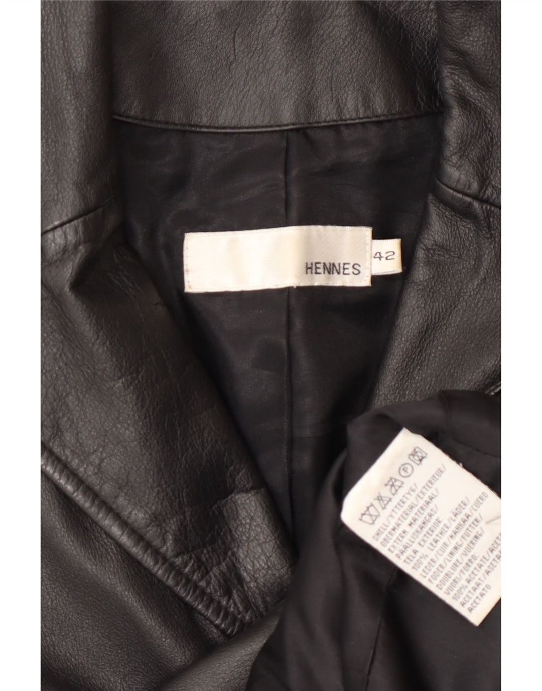 HENNES Abrigo de cuero para mujer EU 42 Cuero negro grande