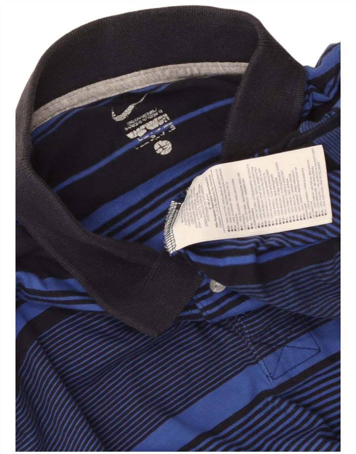 Nike Polo para hombre de algodón a rayas azules grandes