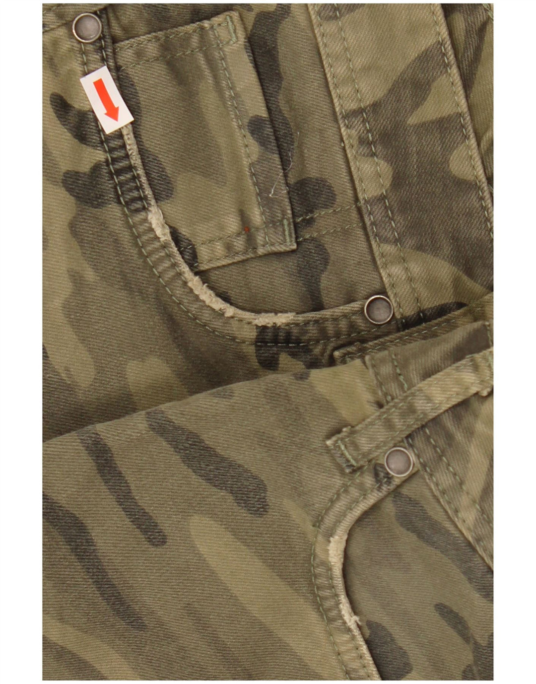 Pantalones Cortos Benetton Mujer IT 46 Large W32 Caqui Camuflaje Algodón