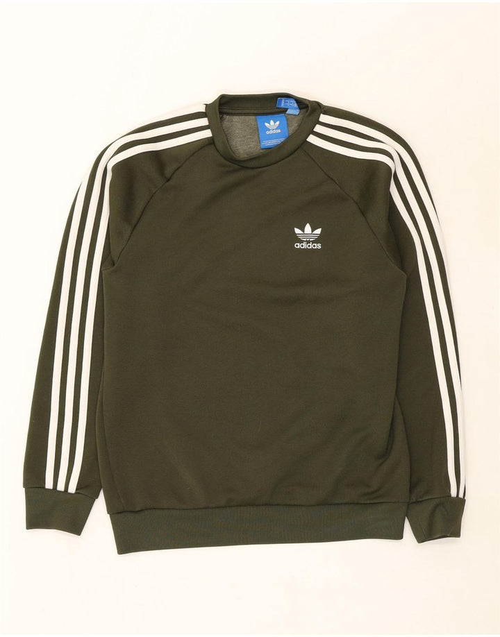 ADIDAS Womens Sweatshirt Jumper UK 10 Small Khaki Polyester Vintage Adidas and Second-Hand Adidas from Messina Hembry 
