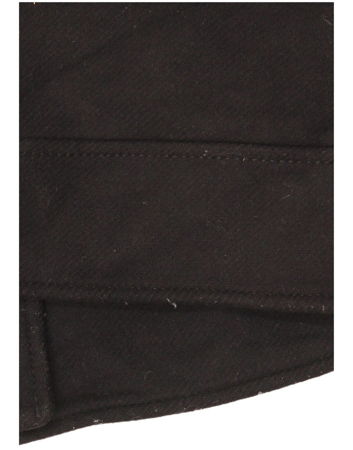 Zara Mujer Poncho Corto Abrigo UK 6 XS Lana Negra