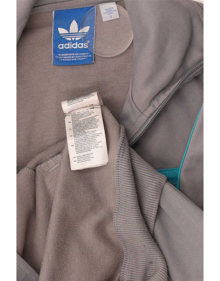 Adidas Hombre Chándal Top Chaqueta Pequeña Gris Colorblock Algodón