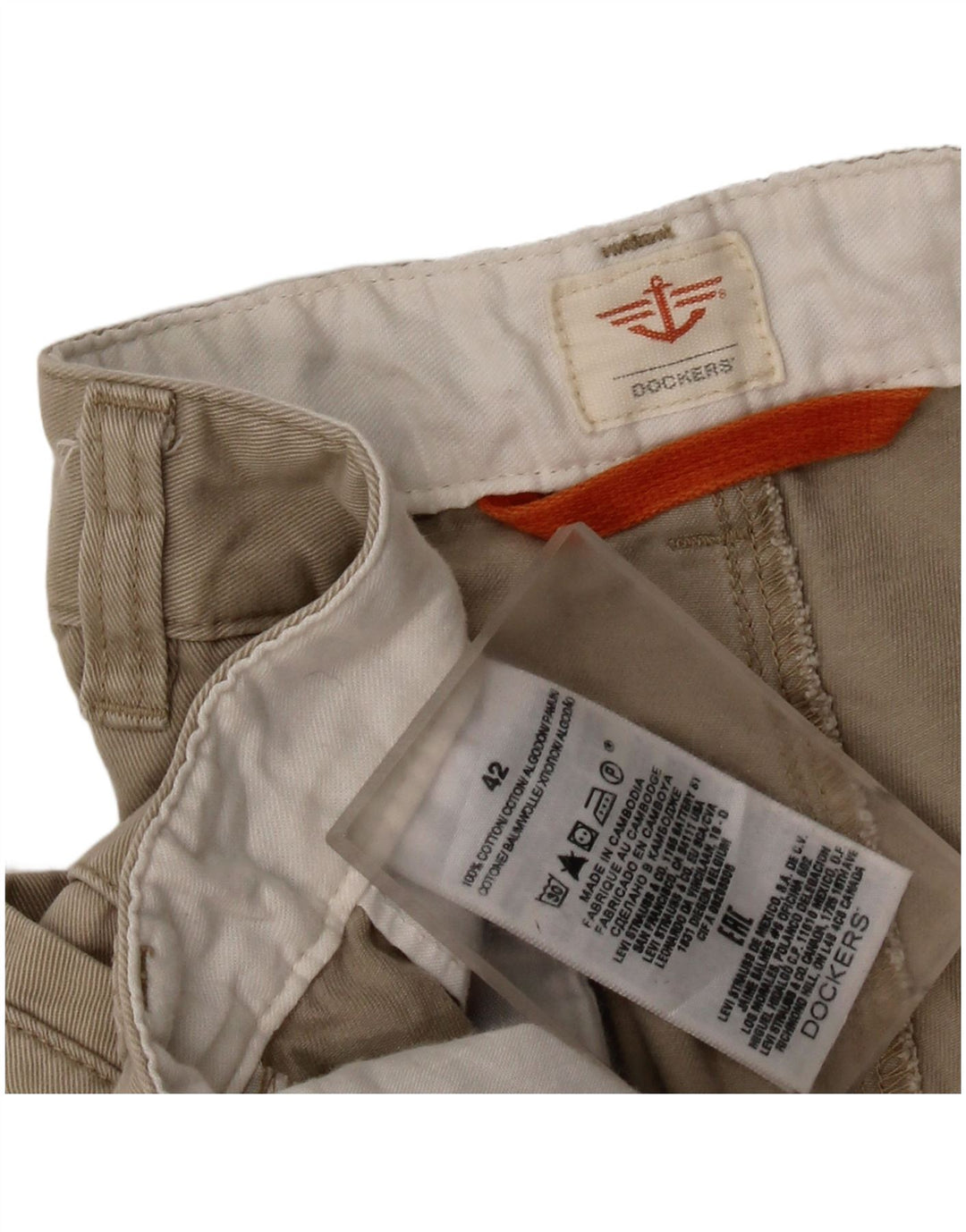 DOCKERS Pantalones cortos cargo para hombre W42 2XL Algodón beige