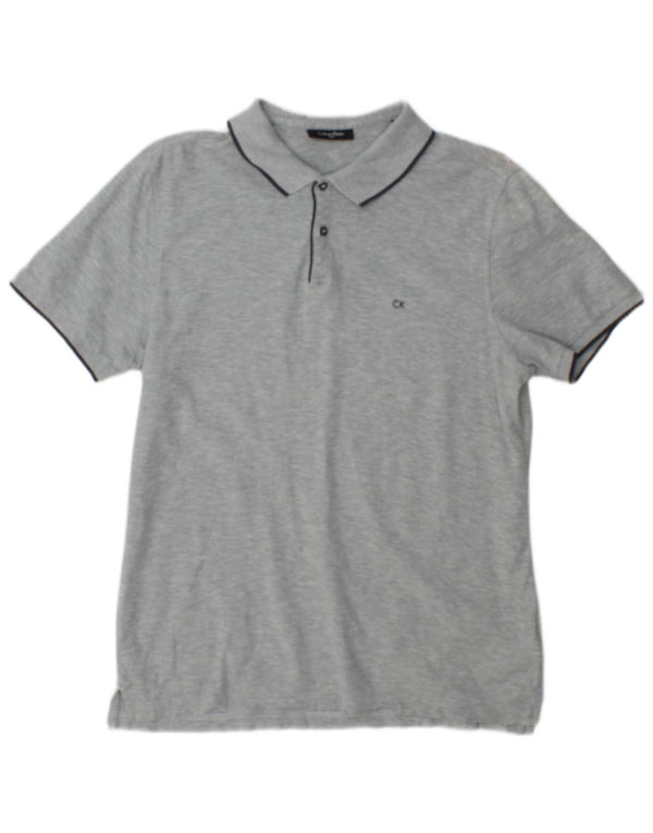 Polo Calvin Klein para hombre de algodón moteado gris pequeño