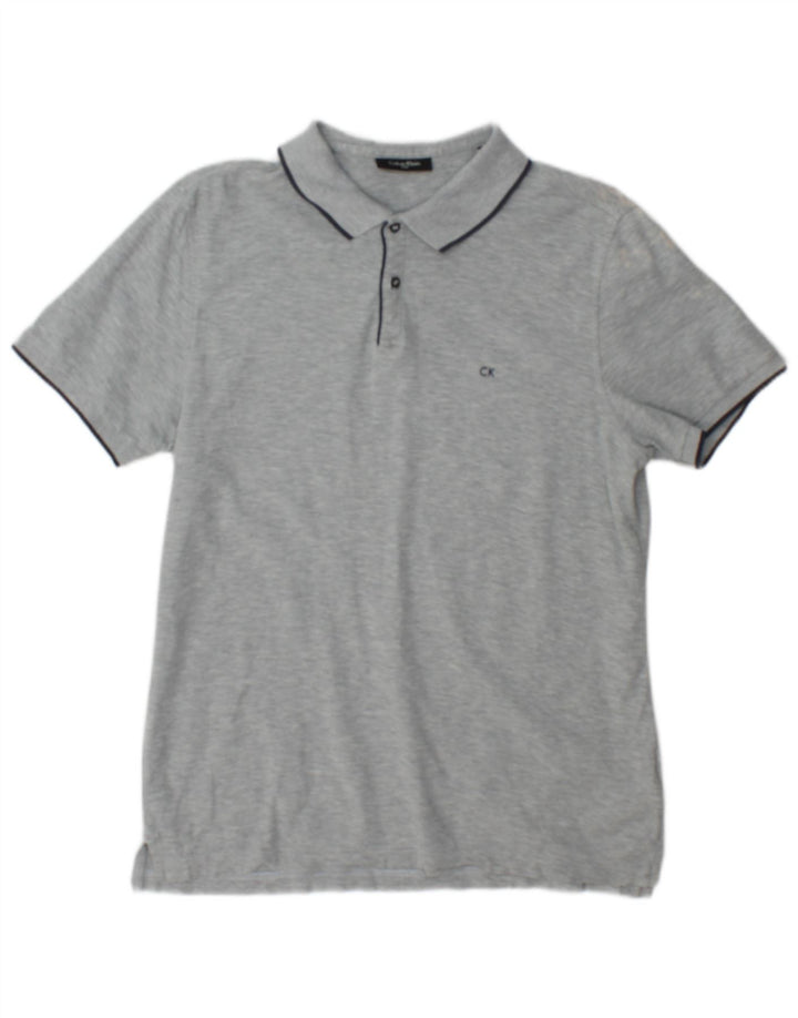 Polo Calvin Klein para hombre de algodón moteado gris pequeño