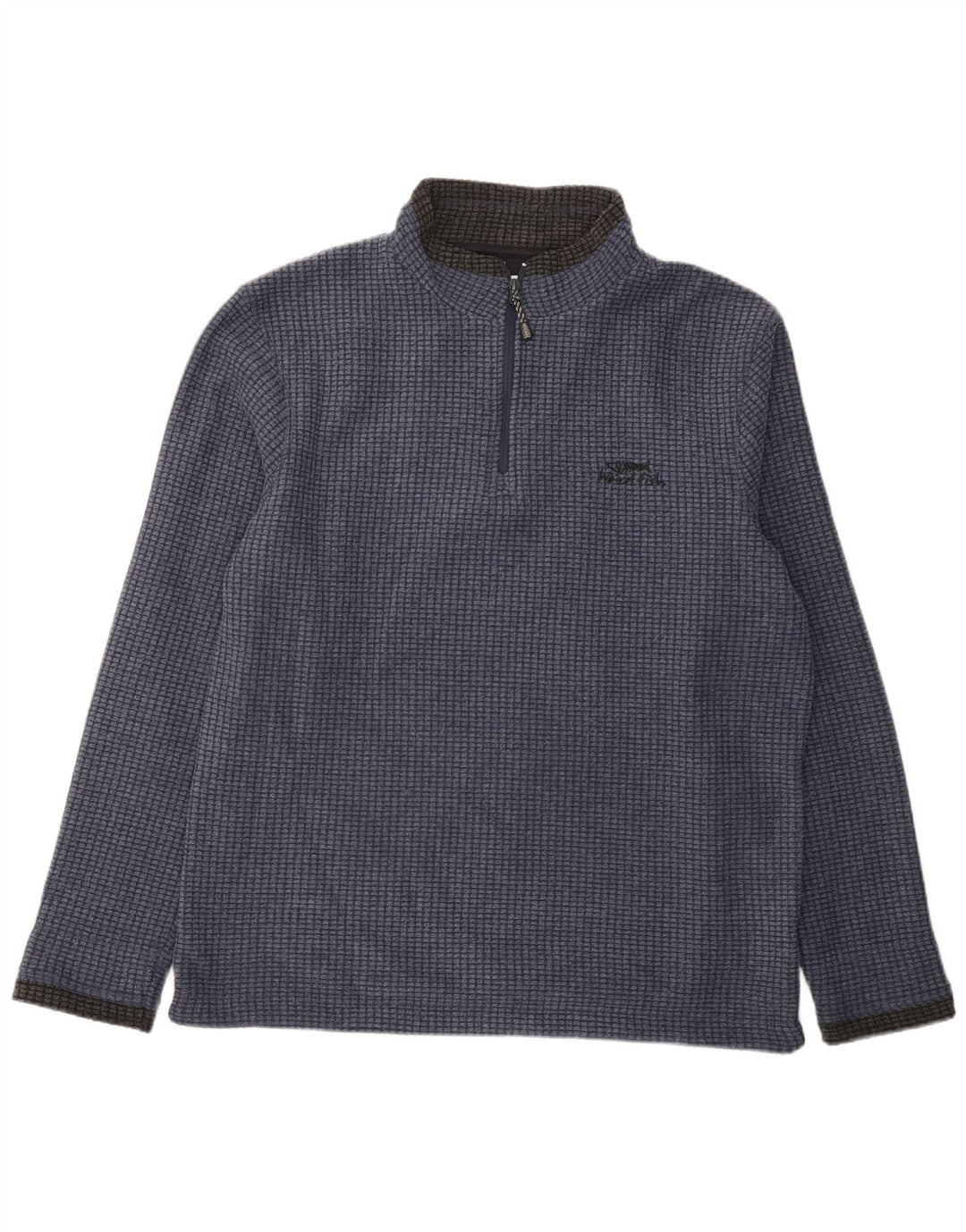Weird Fish Jersey de forro polar con cuello y cremallera para hombre, tamaño grande, poliéster azul marino