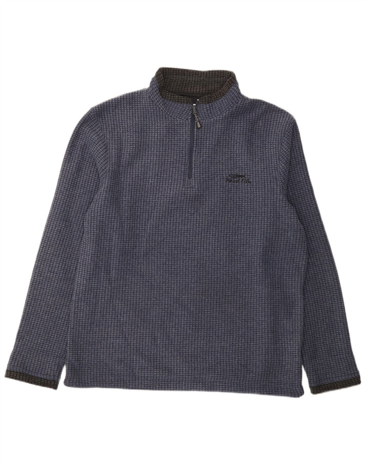 Weird Fish Jersey de forro polar con cuello y cremallera para hombre, tamaño grande, poliéster azul marino