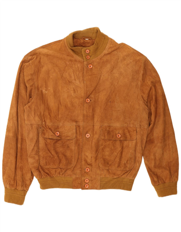 Vintage hombres ante bomber chaqueta IT 56 3XL ante marrón