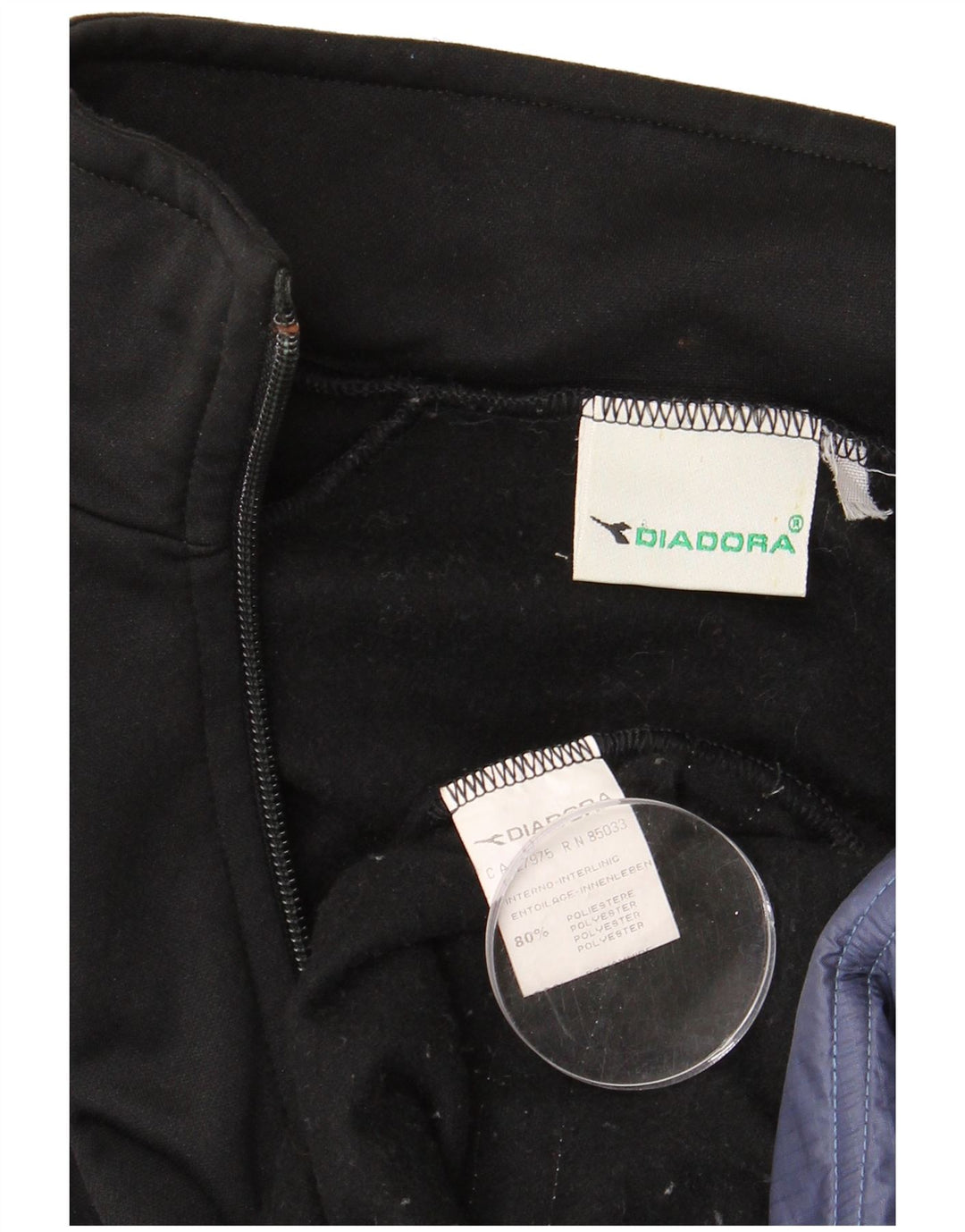 DIADORA Hombre Chaqueta de Chándal Superior Poliéster Color Block Mediano Negro