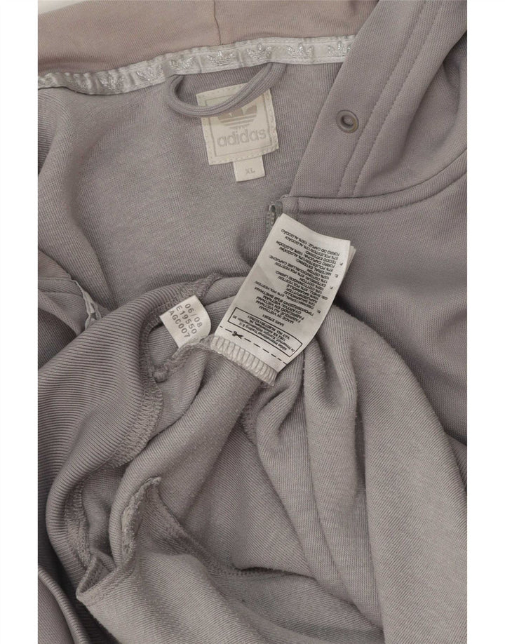 Adidas Sudadera con capucha y cremallera gráfica para hombre XL Poliéster gris