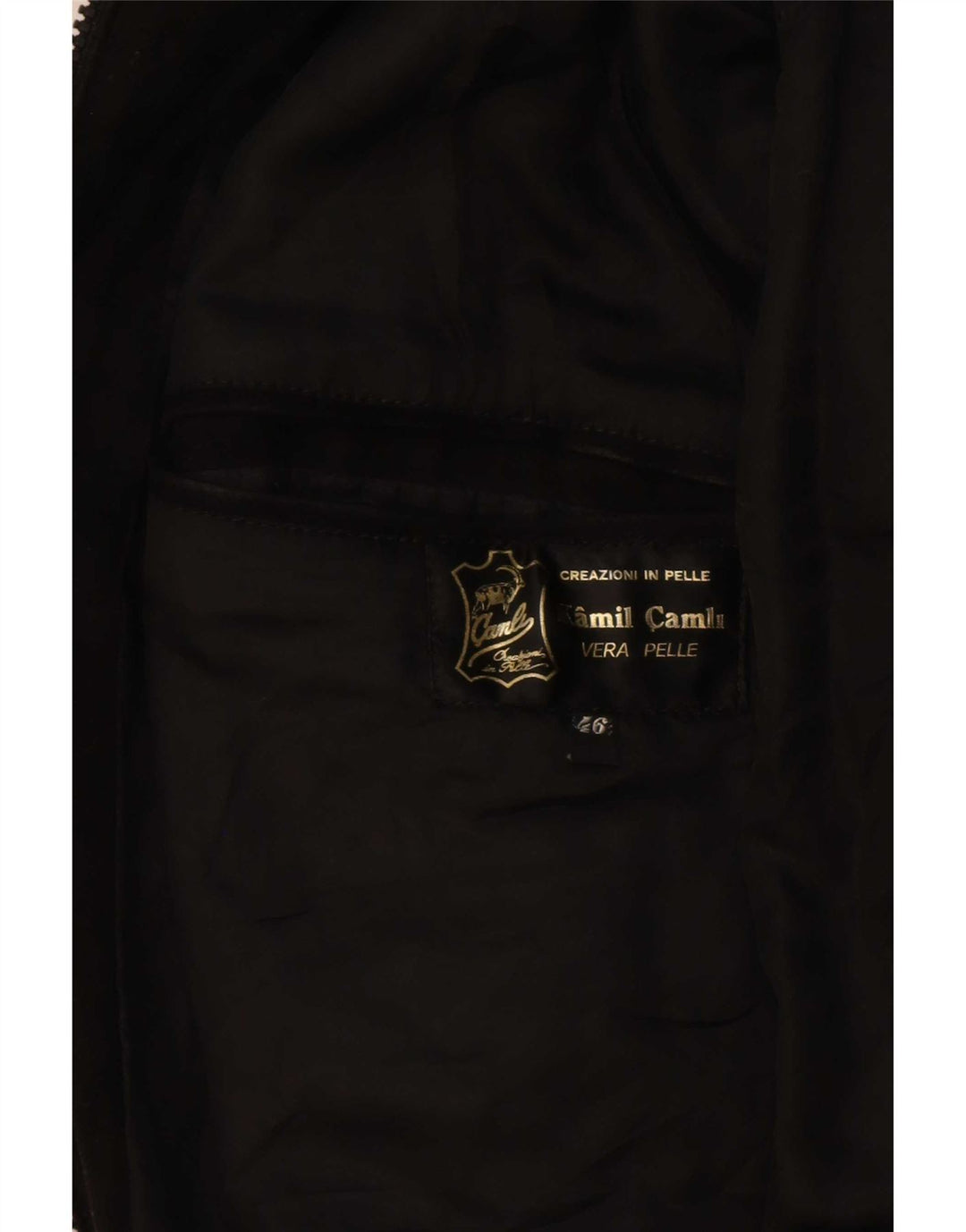 Vintage hombres ante bomber chaqueta IT 46 pequeño cuero negro